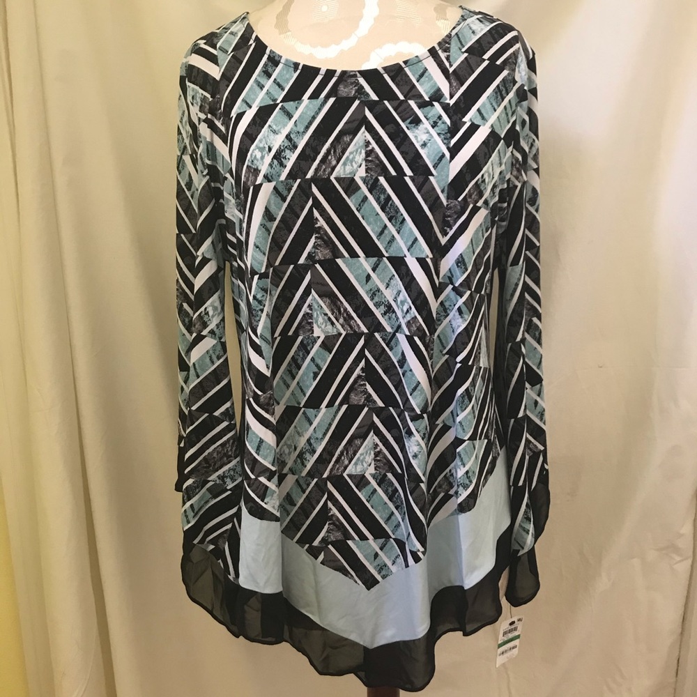 Vintage loose chiffon bat sleeve blouse black blue
